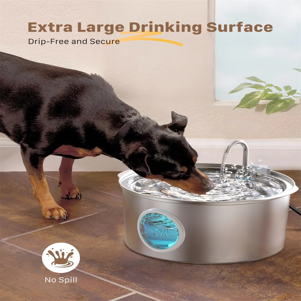 7L Stainless Steel Dog Water Fountain