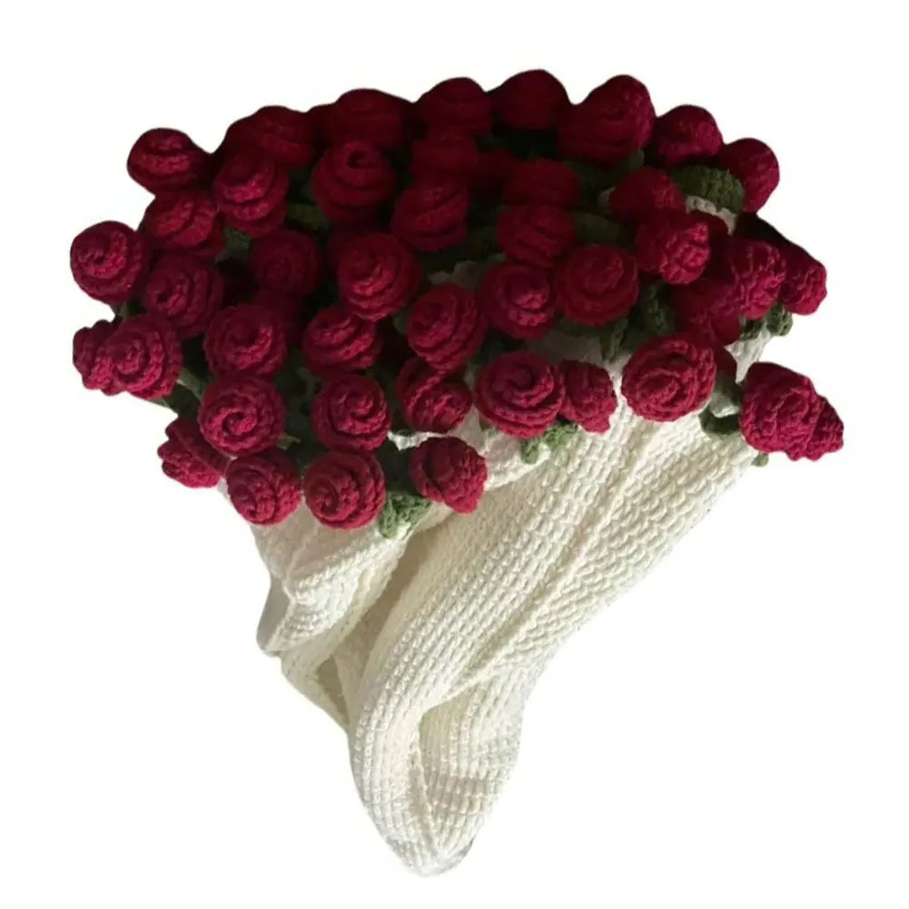 Häkeldecke mit Rosenstrauß