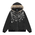 Plush-Collar Hooded Jacket