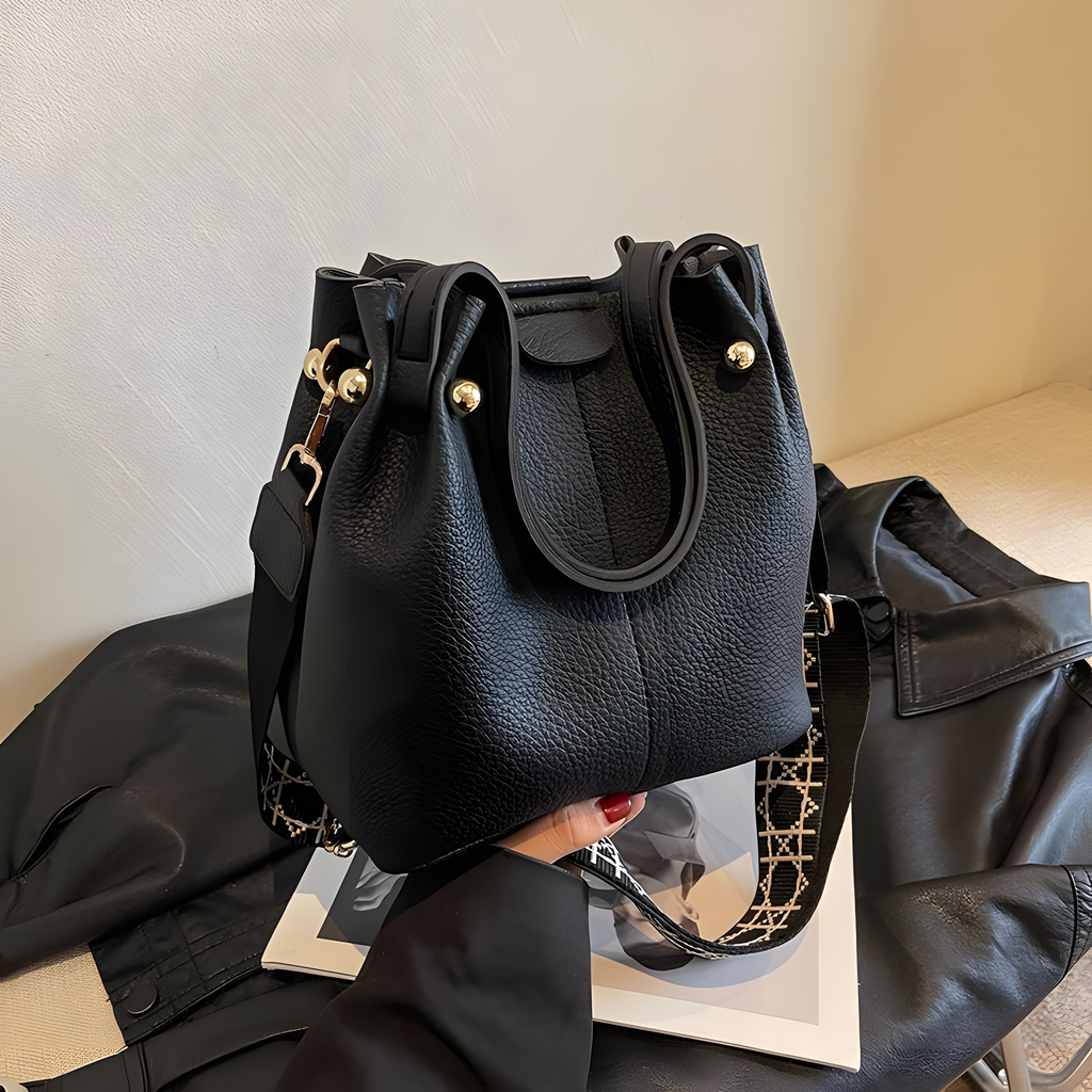 Wide-Strap Bucket Bag