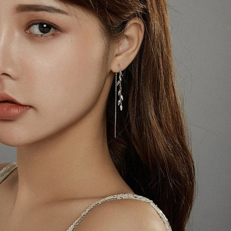 Shiny Sterling Silver S925 Earrings Fashion Women