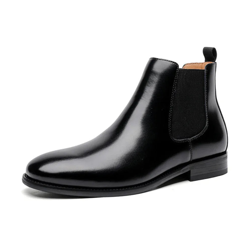 British Retro Chelsea Fleece-Lined Short Boots Men's Leather Shoes