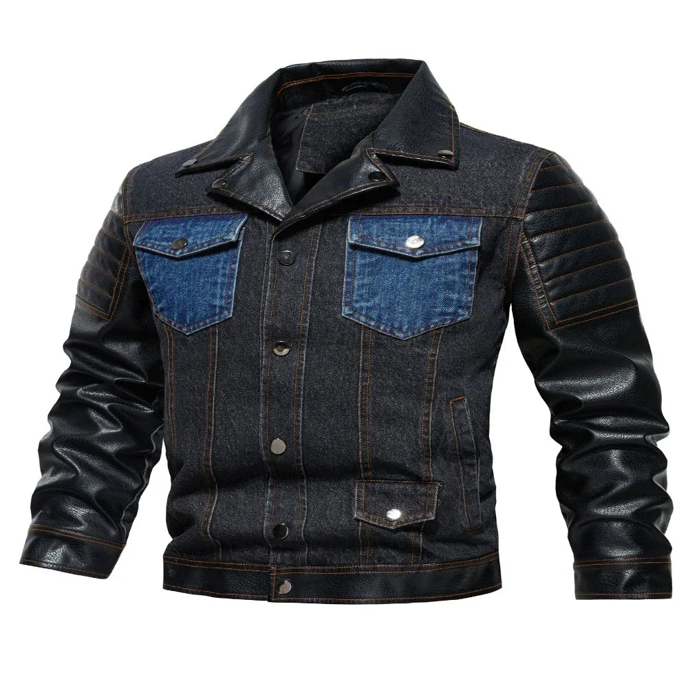 Men's Denim Patchwork Autumn Outerwear Jacket