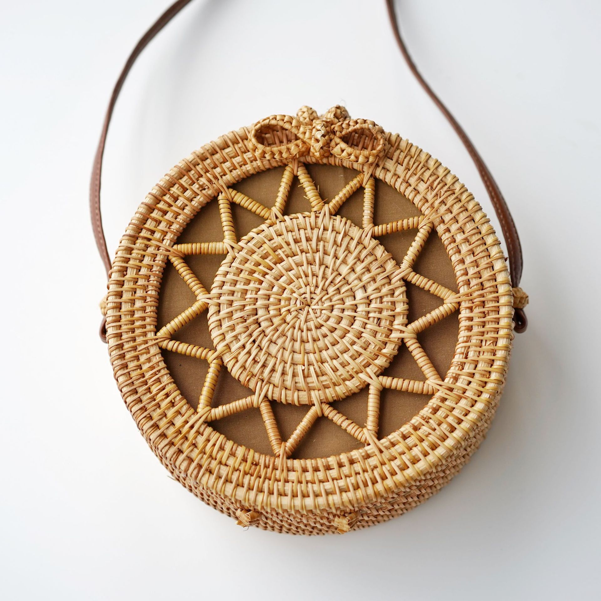 Handwoven Rattan Crossbody Bag