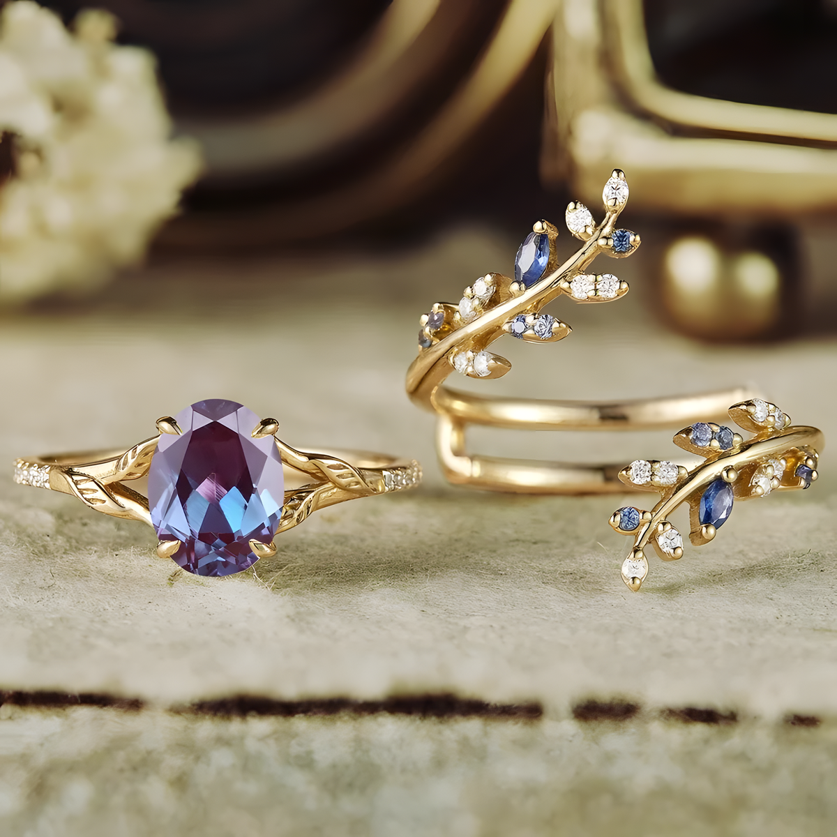 Leaf-Vine Stacking Ring Set