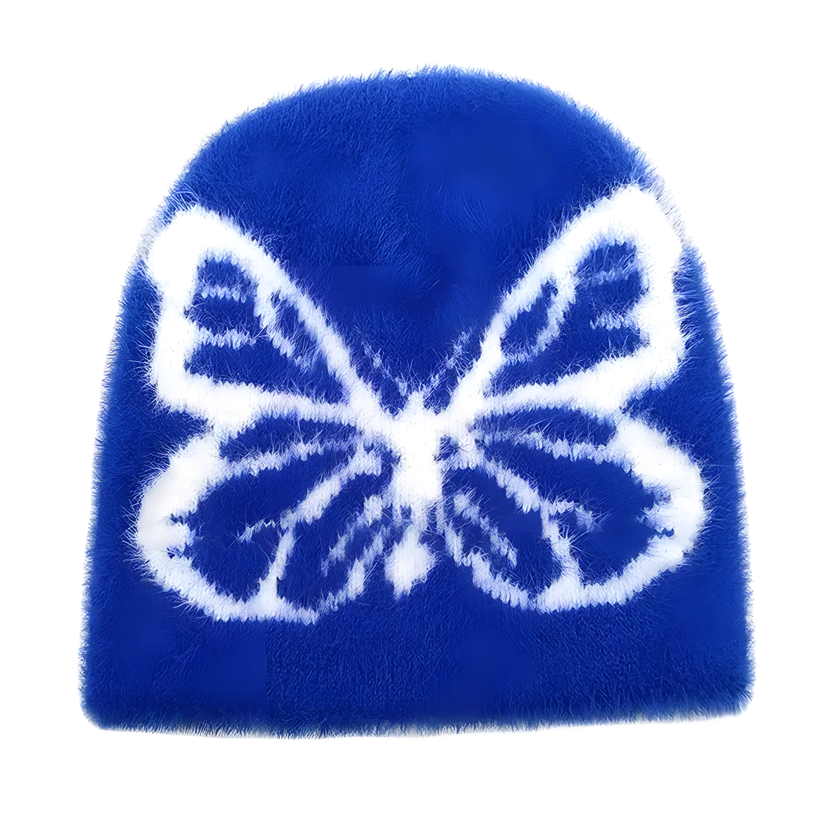 Fuzzy Butterfly Knit Beanie