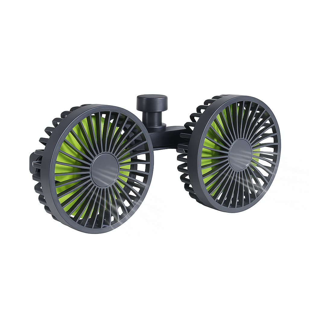 Dual-Head Fan for Car Seats