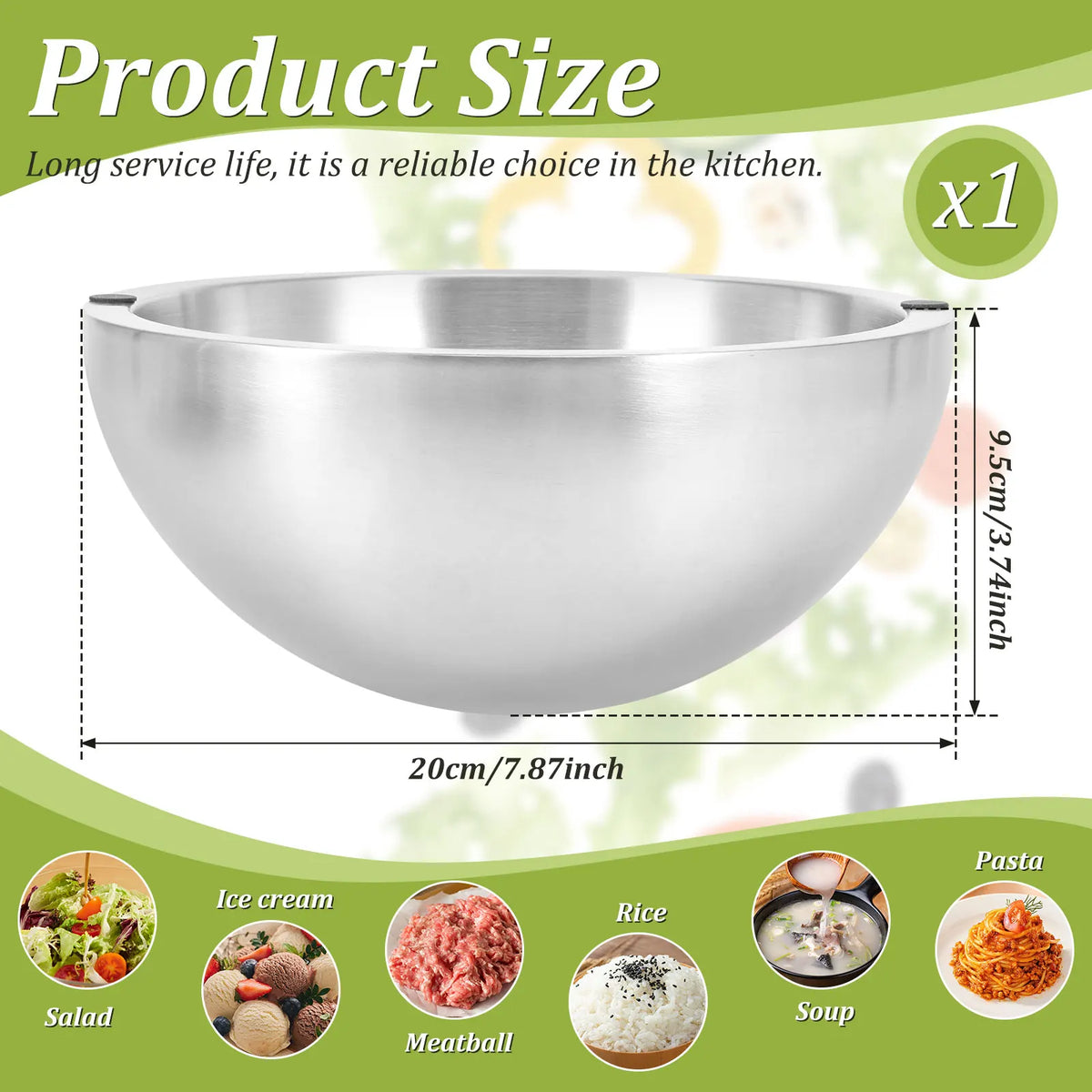Stainless Steel Mixing Bowl with Ice Cavity