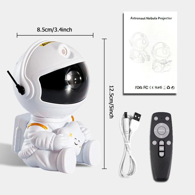 Sternenprojektor, sitzender Astronaut, Galaxie-Nachtlicht