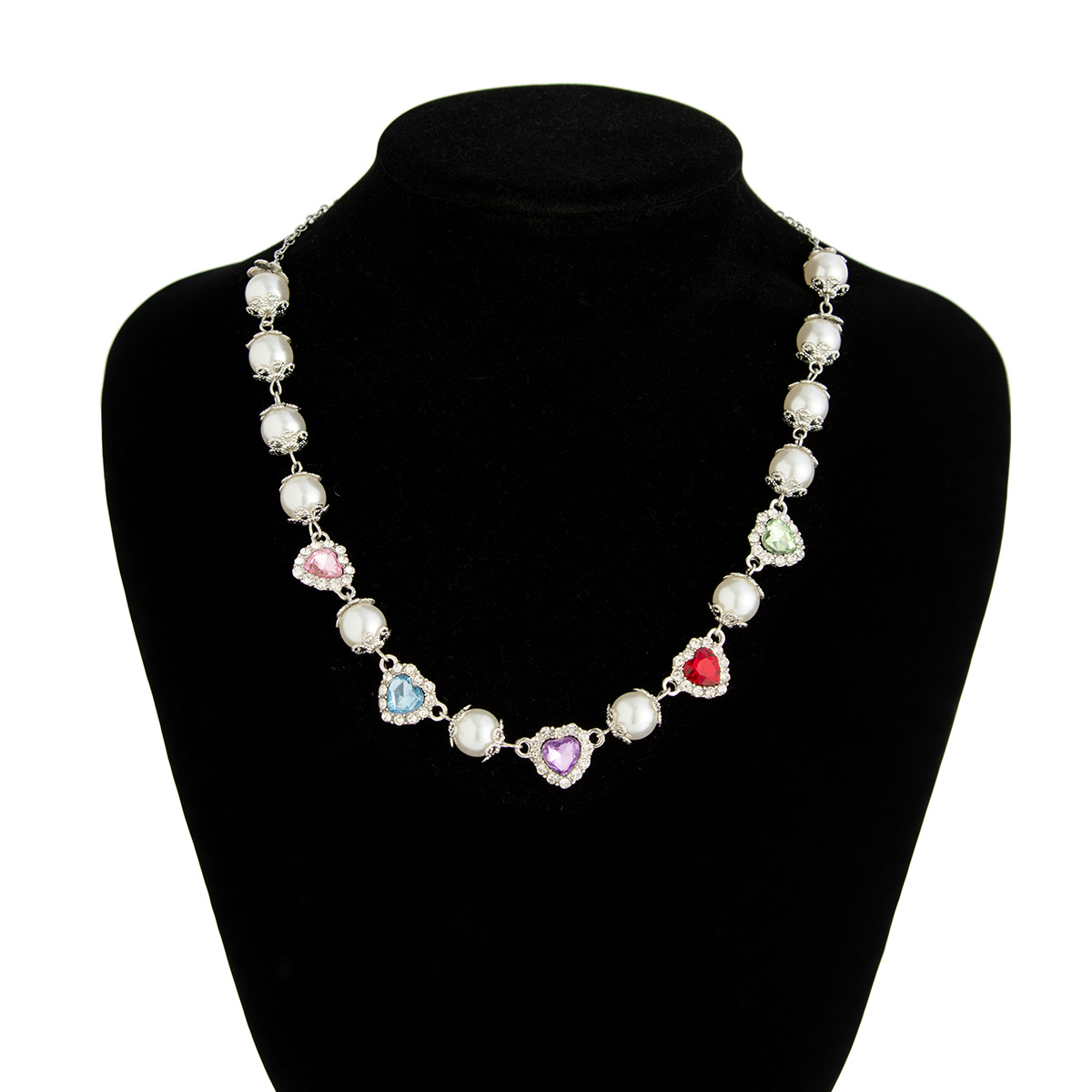 Colorful Heart Pearl Necklace