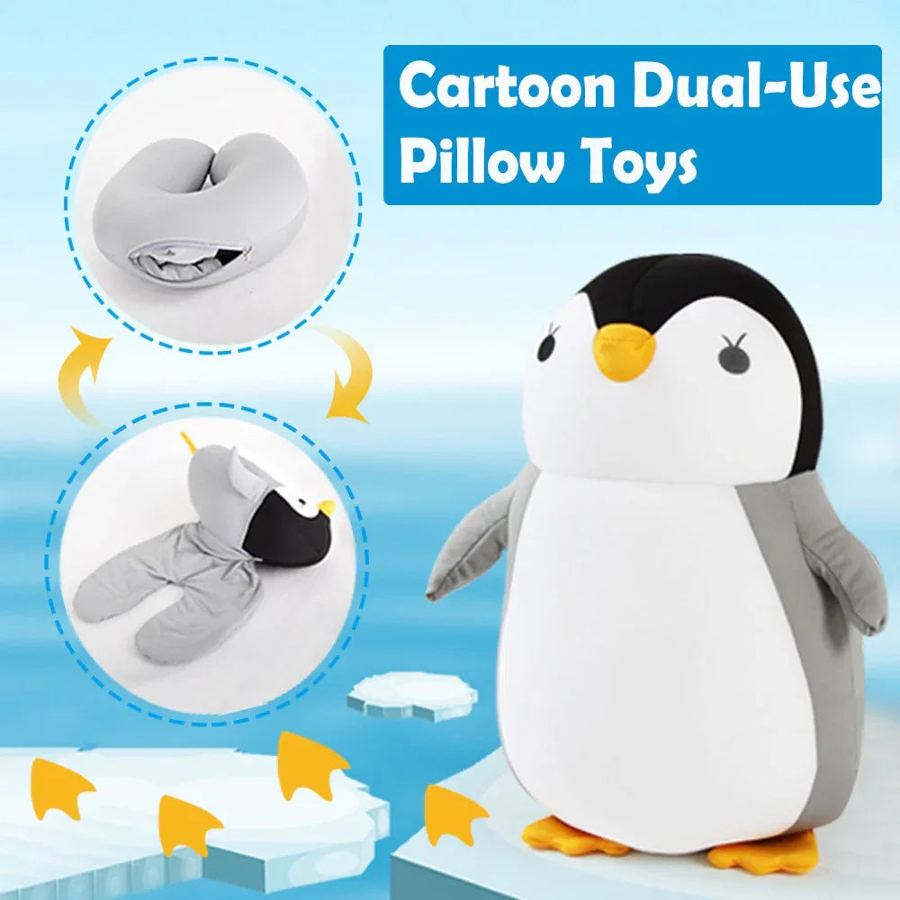 Soft Penguin Plush Toy And U-Shaped Cute Neck Home Office Car Travel Pillow In One
