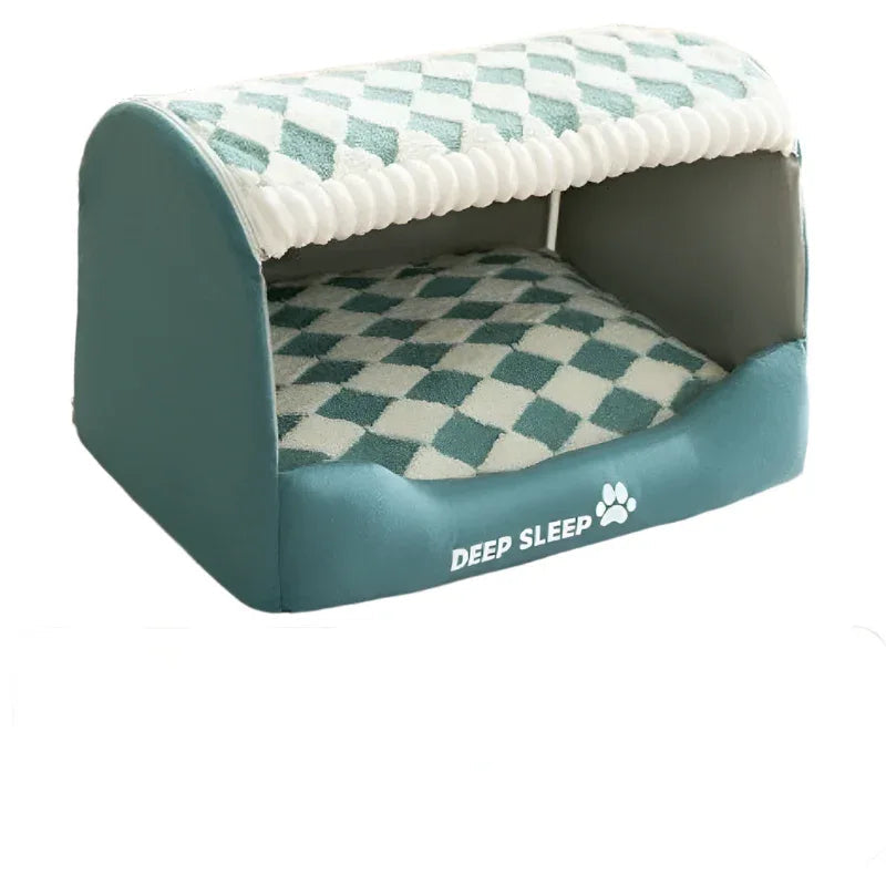 Three-Dimensional Dog Curved Kennel Removable Roof Warm Nest Enclosed Sofa Pet Bed