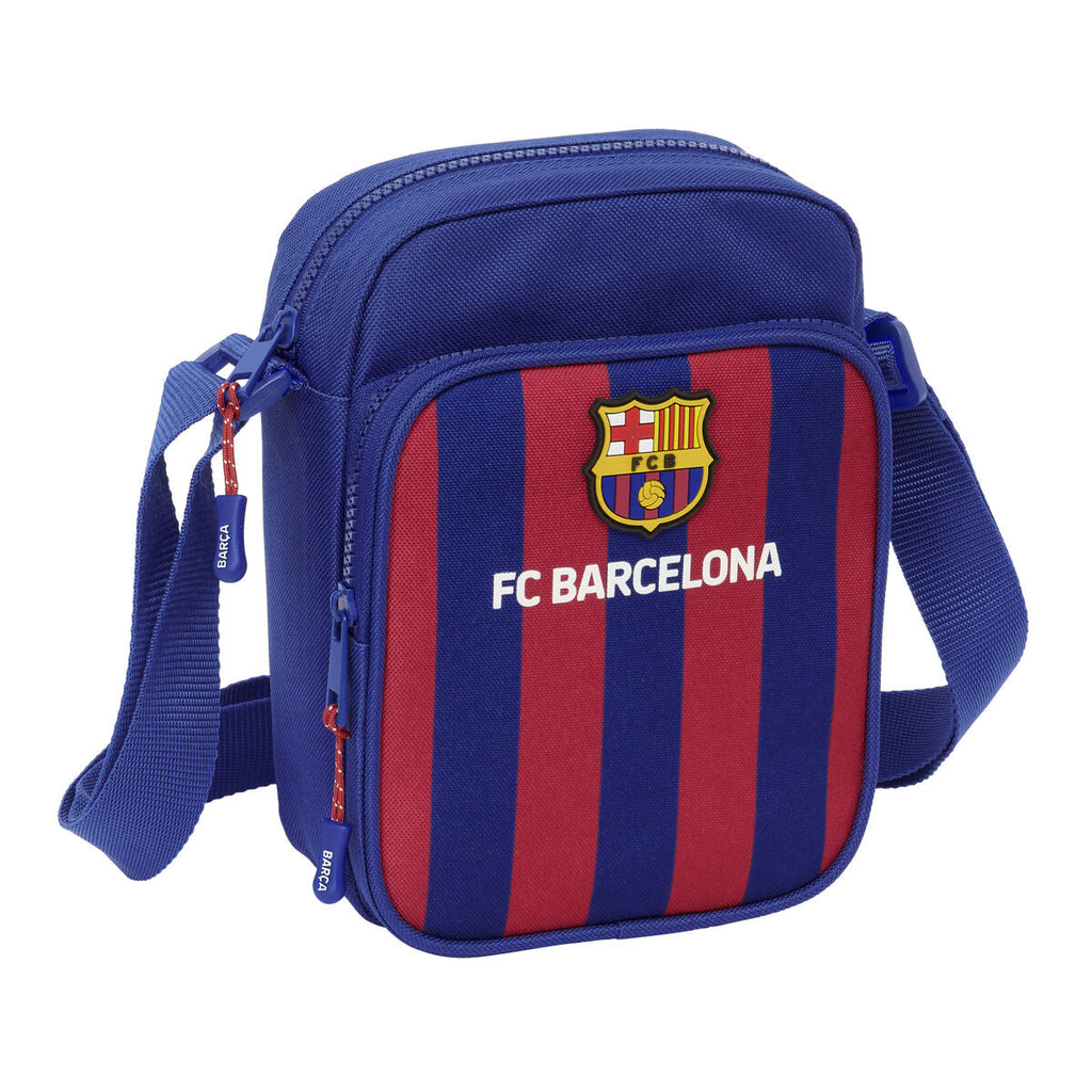 Axelväska F.C. Barcelona 24/25, rödbrun och marinblå
