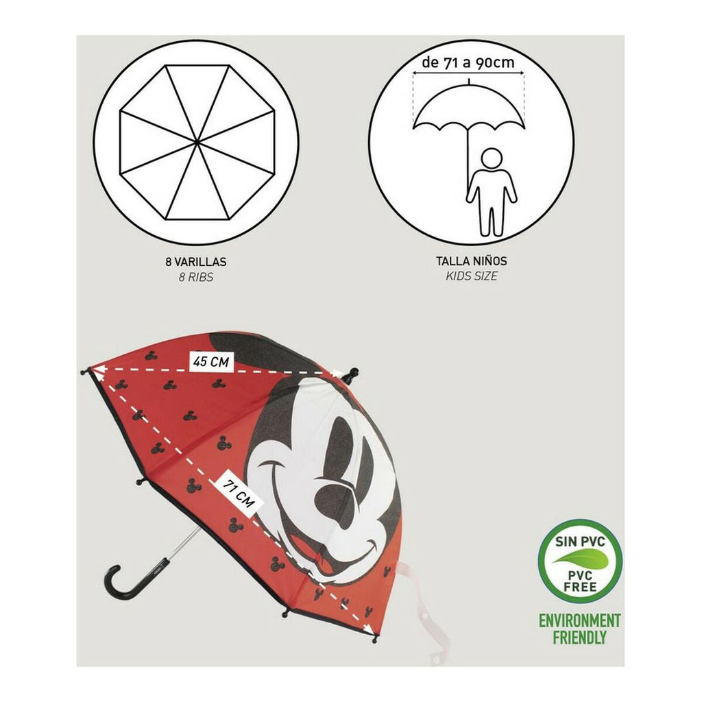 Paraply Mickey Mouse för barn, röd, EVA-material