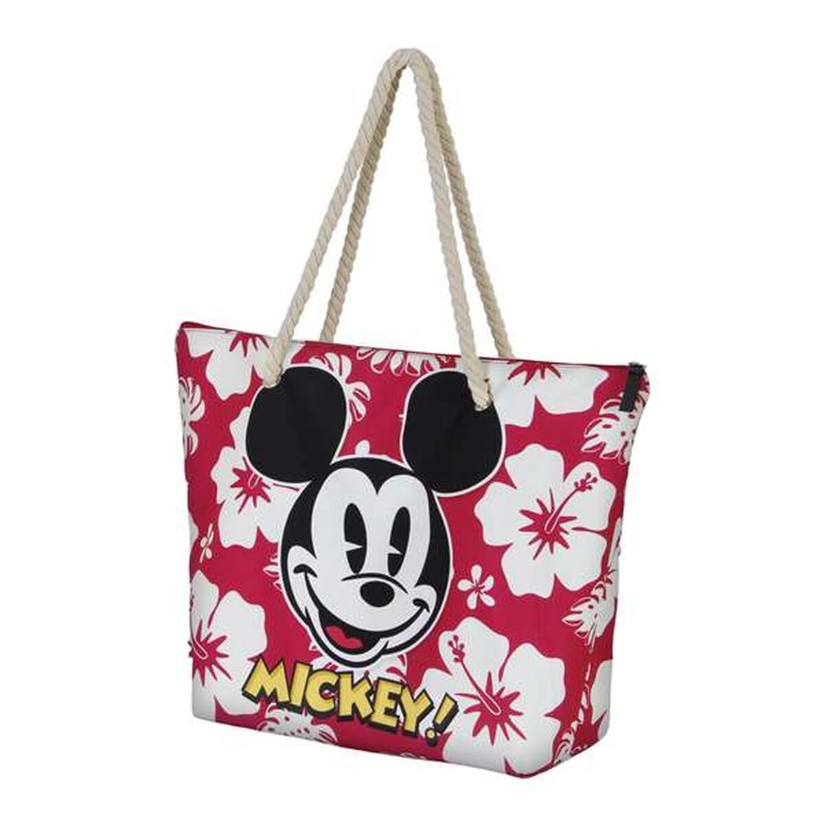 Strandväska Mickey Mouse hawaii, rosa, lätt och praktisk