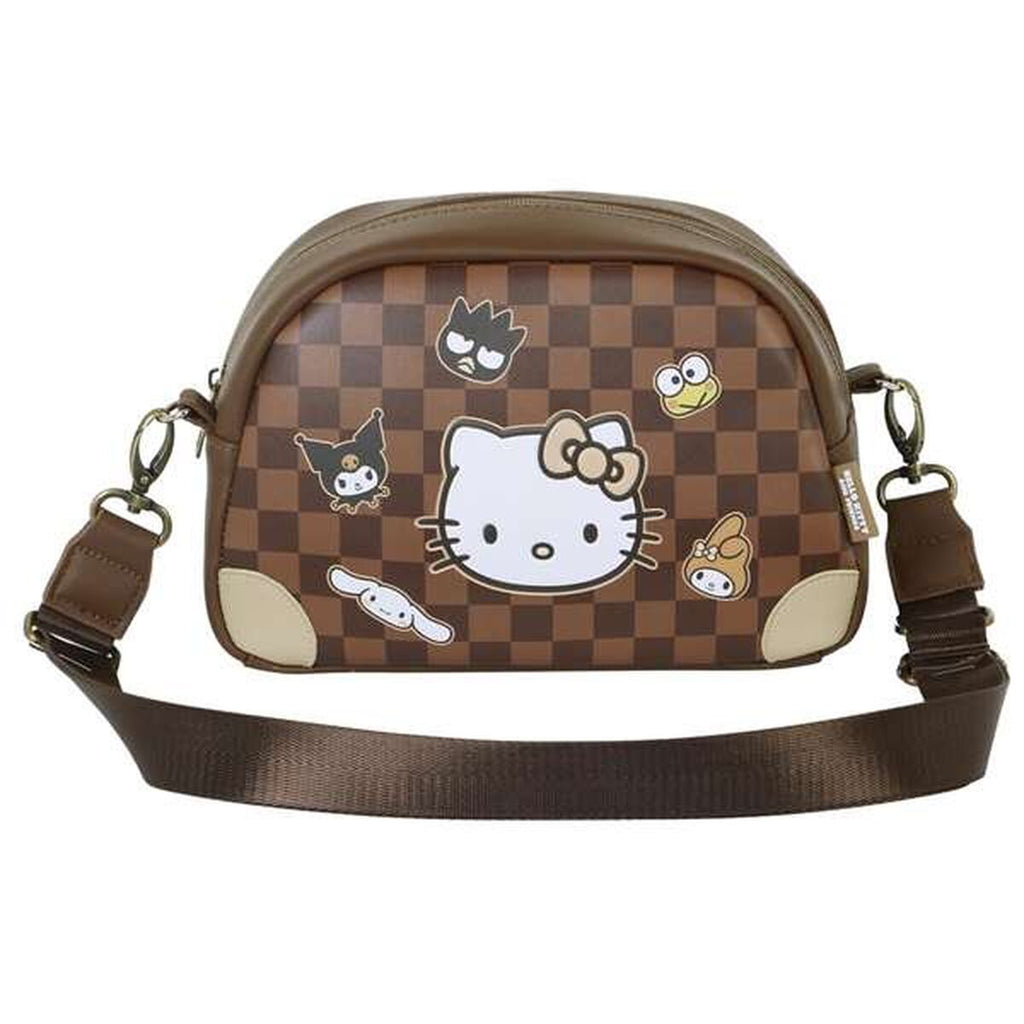 Axelväska Hello Kitty i PVC, justerbar rem, brun