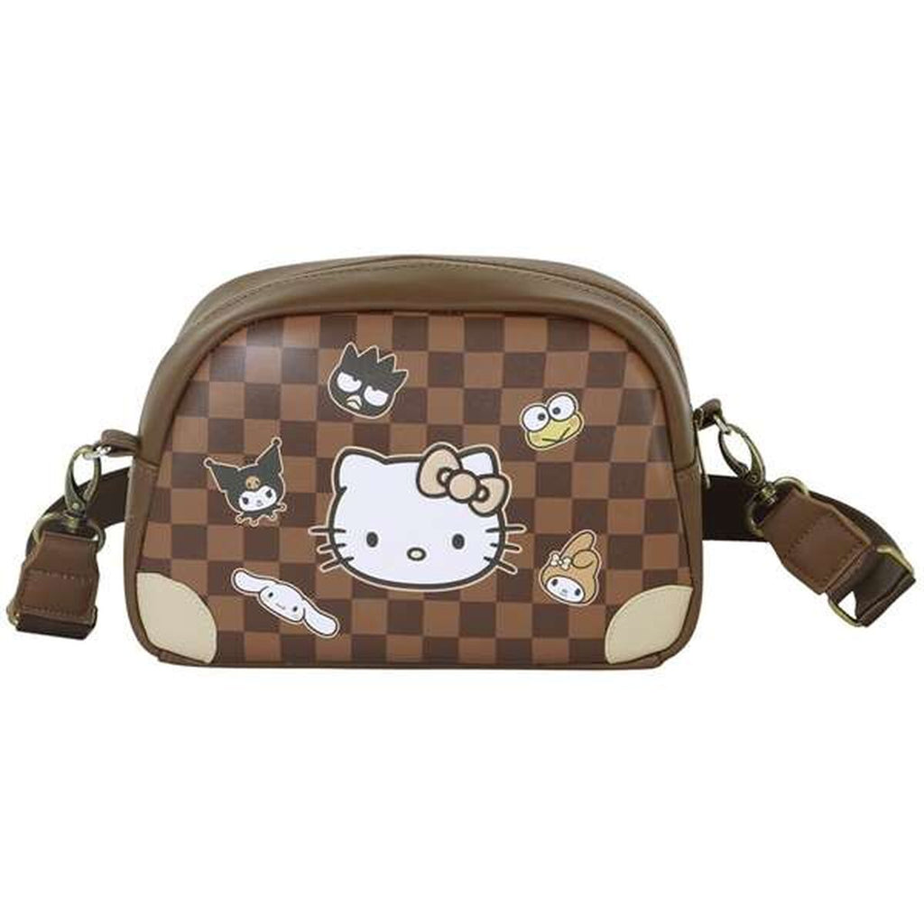 Axelväska Hello Kitty i PVC, justerbar rem, brun