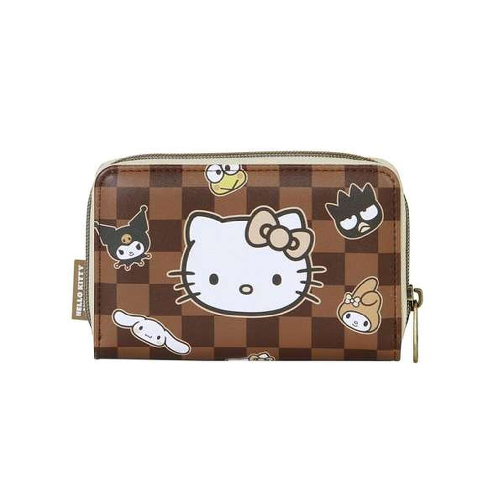 Plånbok Hello Kitty i polyester, brun med blixtlås