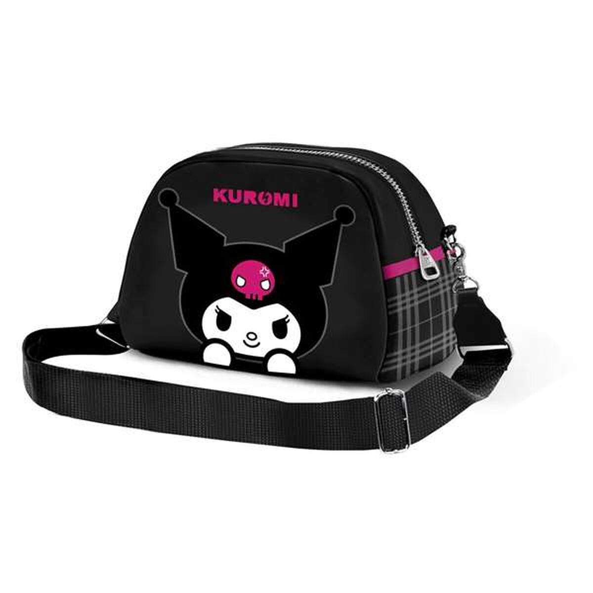 Axelväska Kuromi för barn, svart, justerbar rem