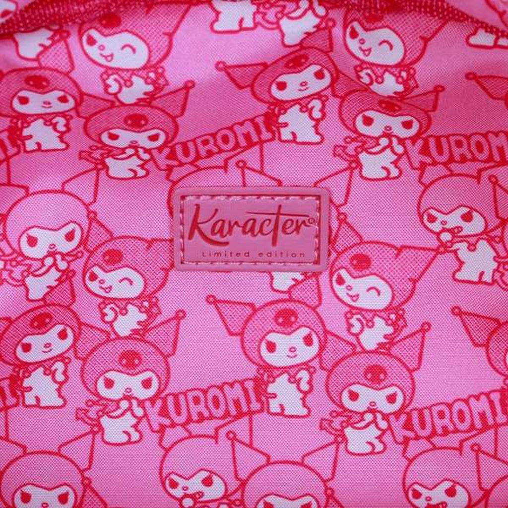 Axelväska Kuromi i polyester, rosa, justerbar rem