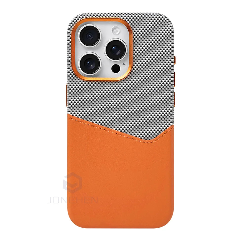Magnetische Lederhülle mit Kartenhalter für iPhone