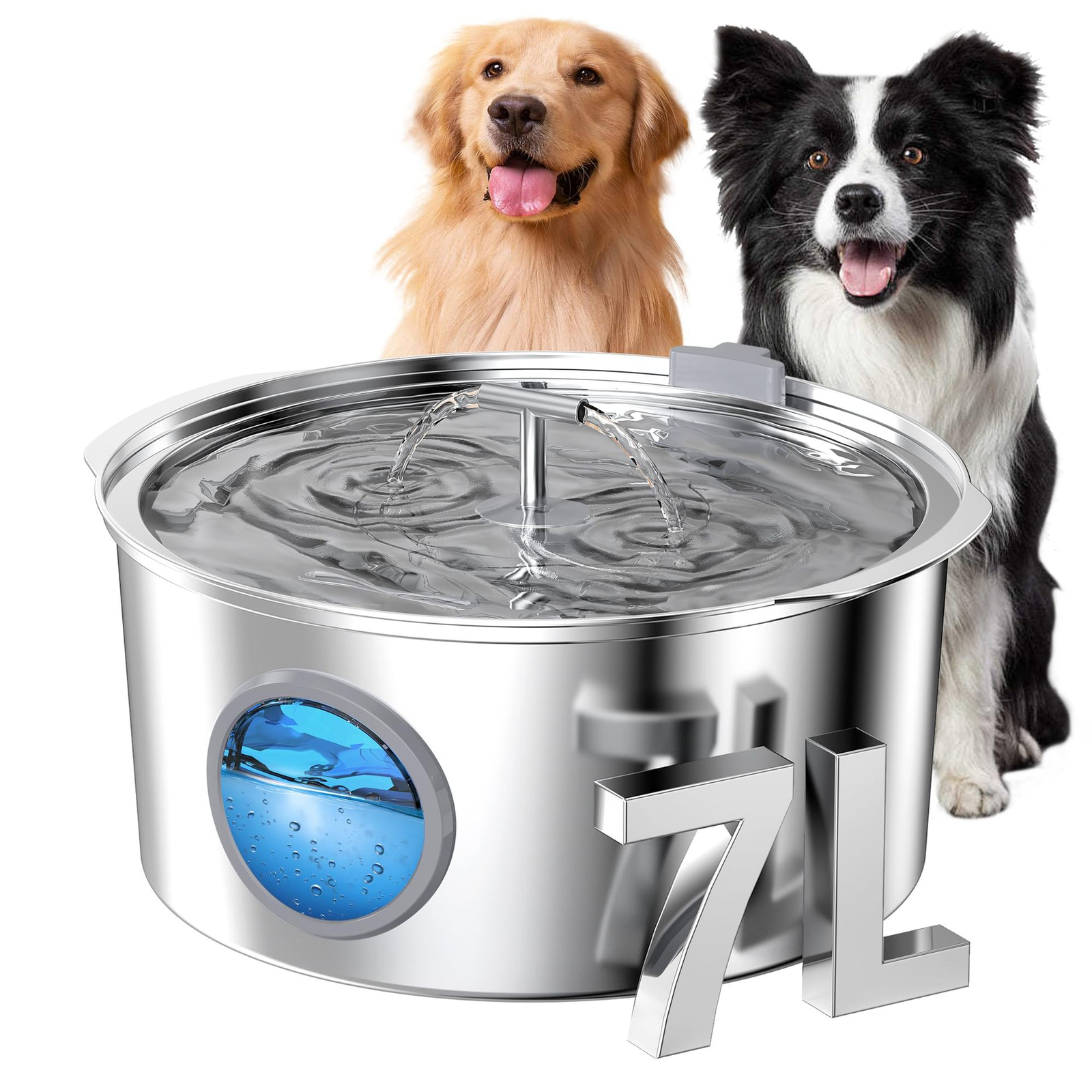 7L Stainless Steel Dog Water Fountain
