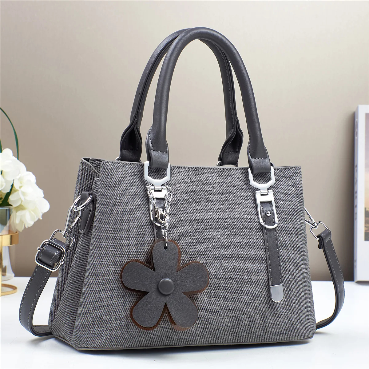 Flower Charm Crossbody Handbag