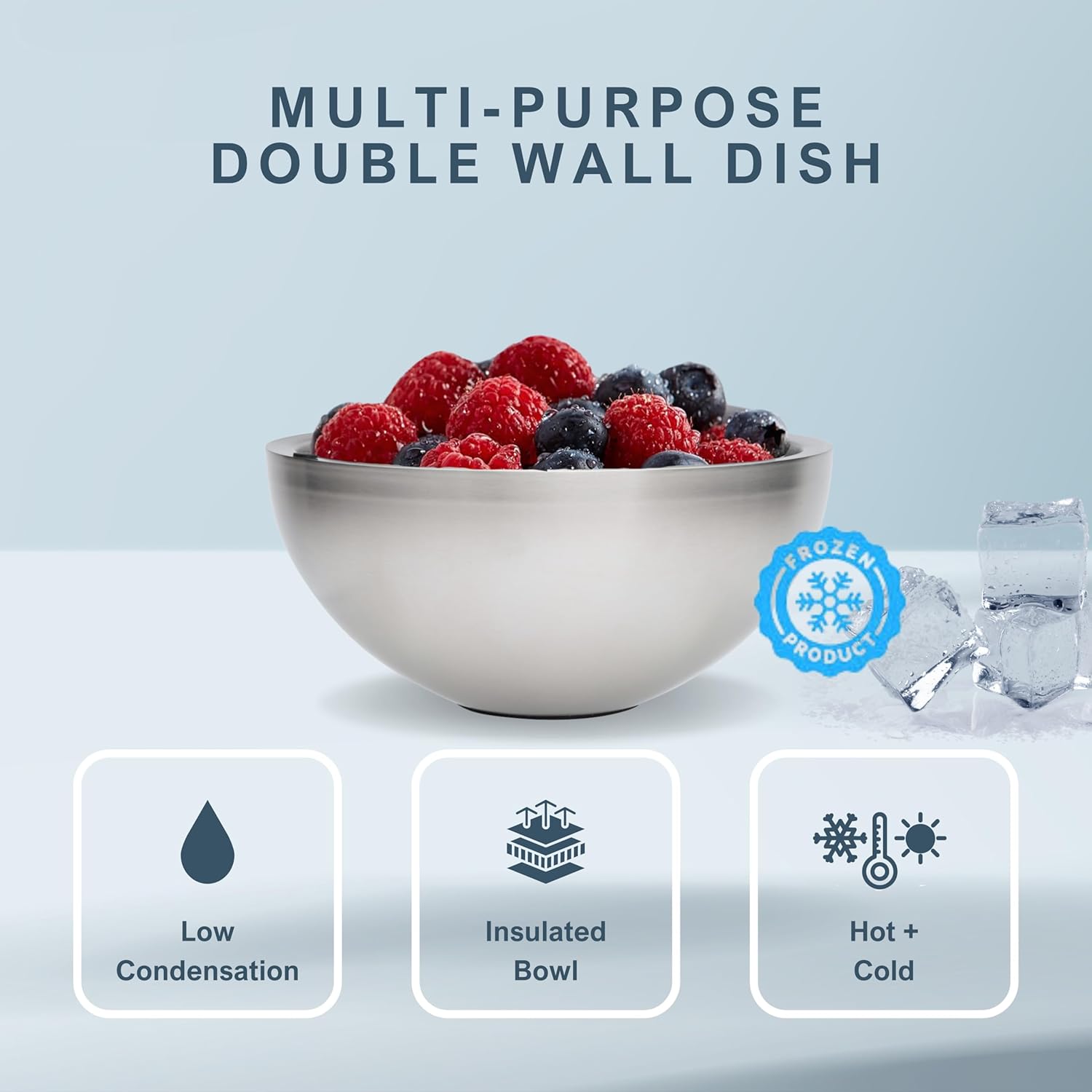 Stainless Steel Mixing Bowl with Ice Cavity