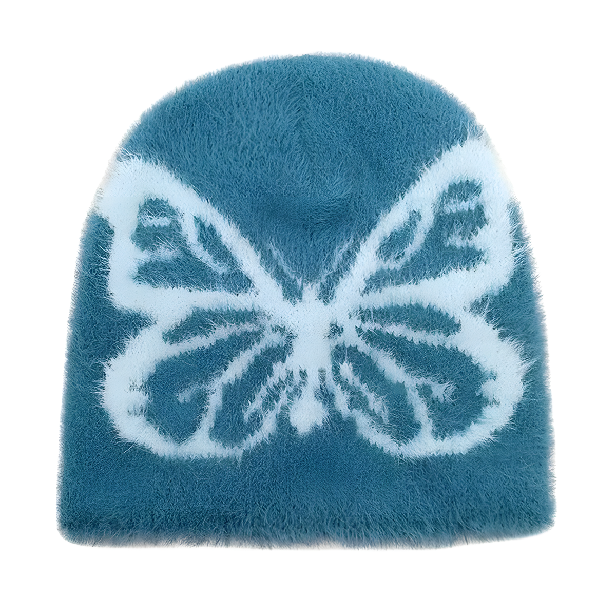 Fuzzy Butterfly Knit Beanie