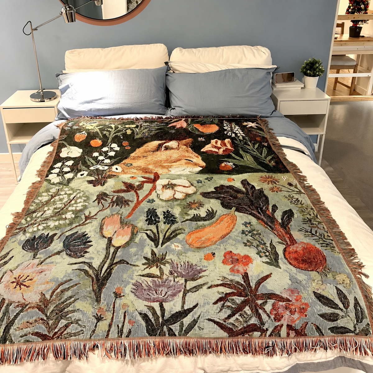 Illustrated Woven Throw Blanket