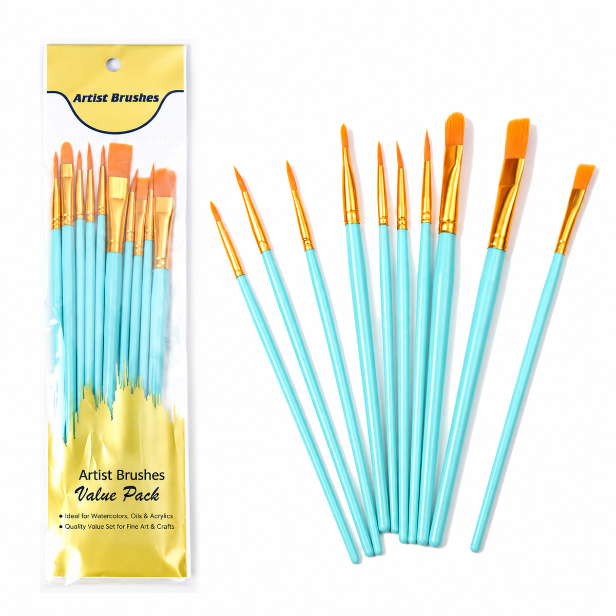 Ten-Piece Artist Paintbrush Set