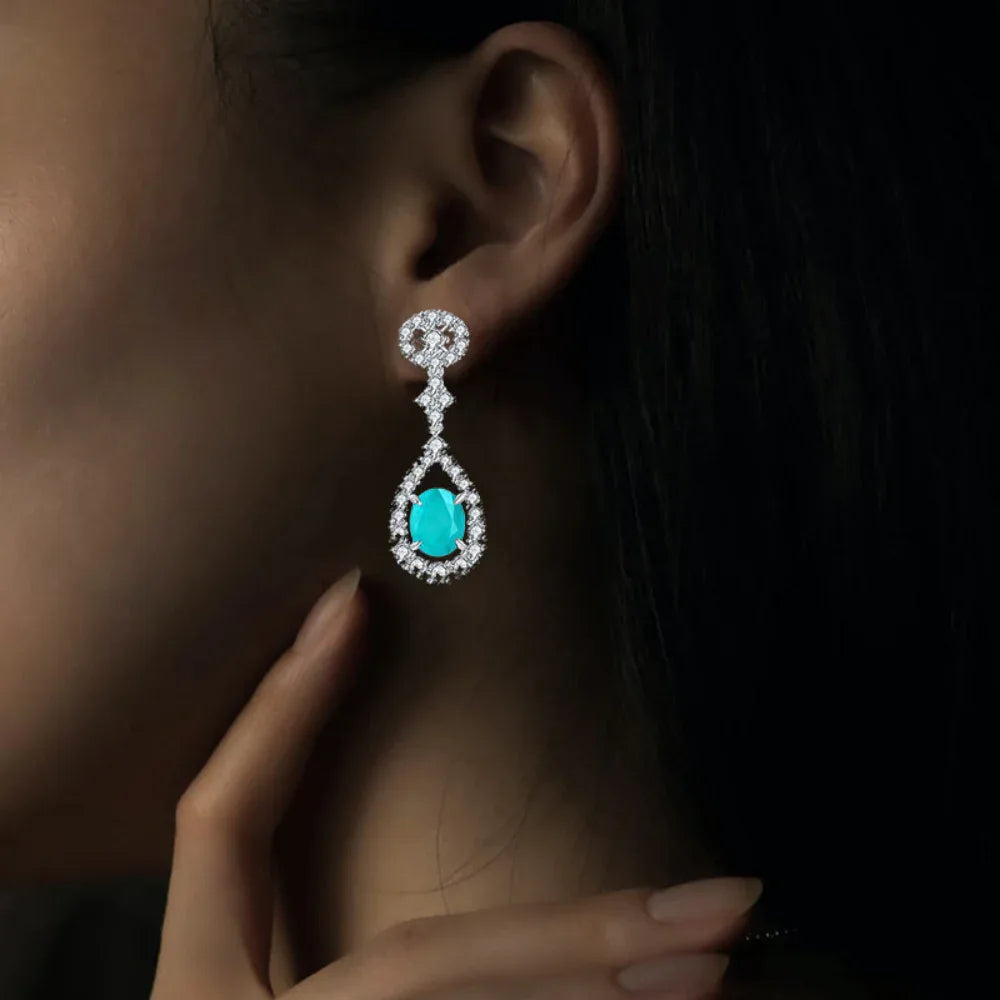 Ladies Elegant Fashion Blue Personality Earrings For Women