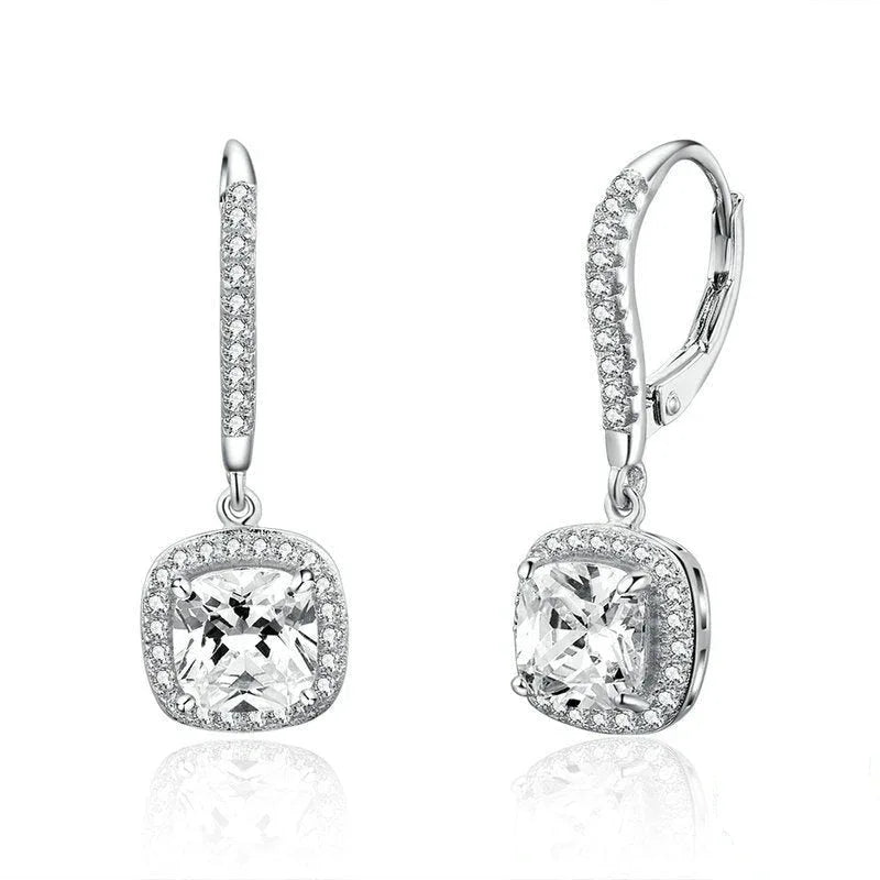Women's Personalized White Gold Plated Bright Sterling Silver Stud Earrings