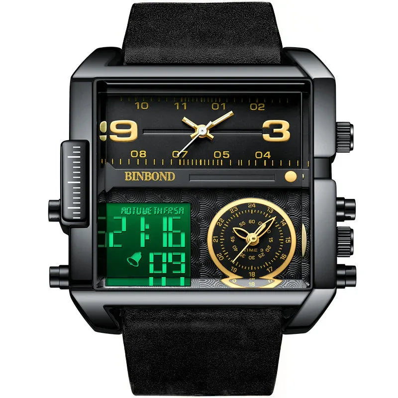 Men's Fashion Large Dial Multi-Functional Sports Quartz Watch