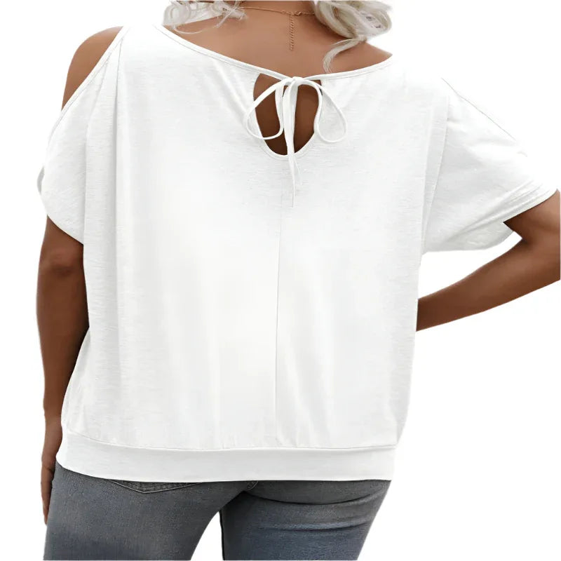 Women's Solid Color Shoulder Tie Back Top