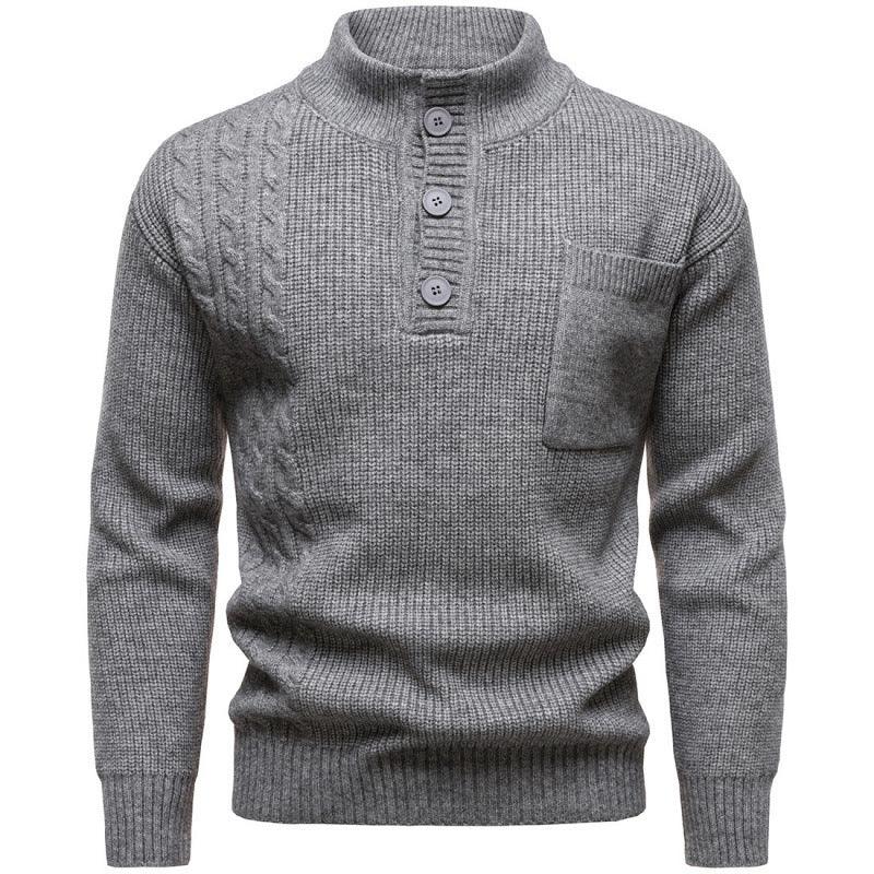 Men's Fashion British Henry Stand Collar Sweater