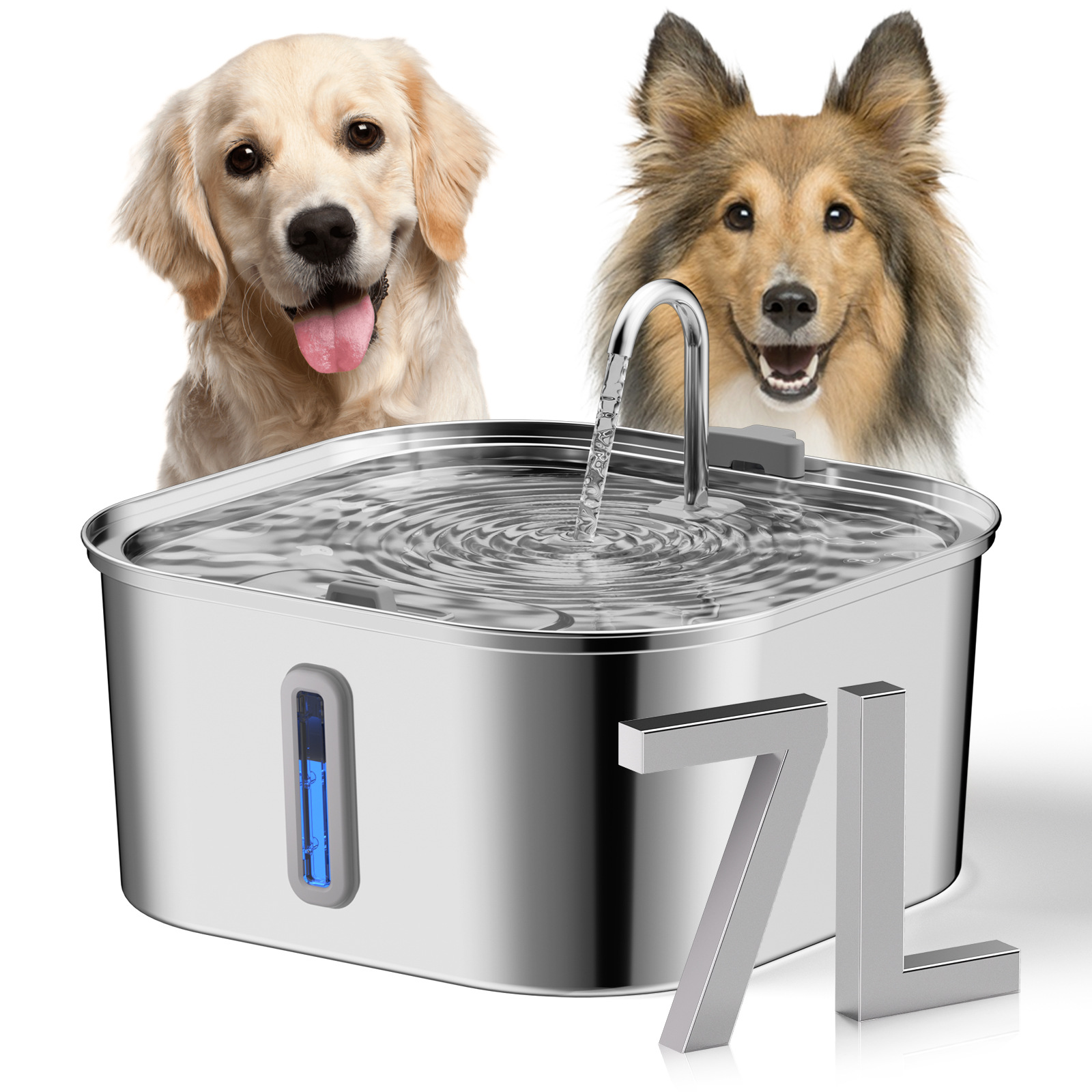 7L Stainless Steel Dog Water Fountain