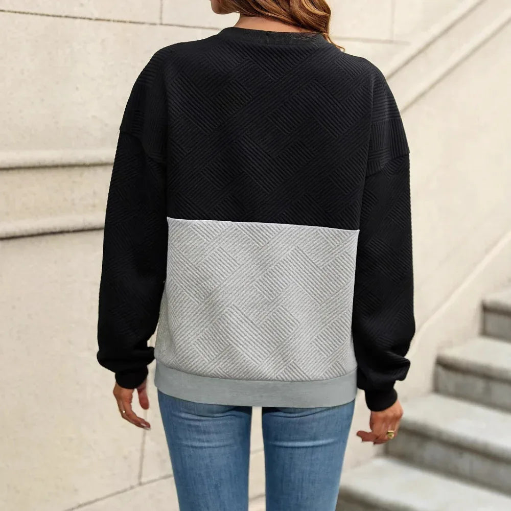 Women's Color Cross V-Neck Women's Loose Casual Pullover Shirt Top