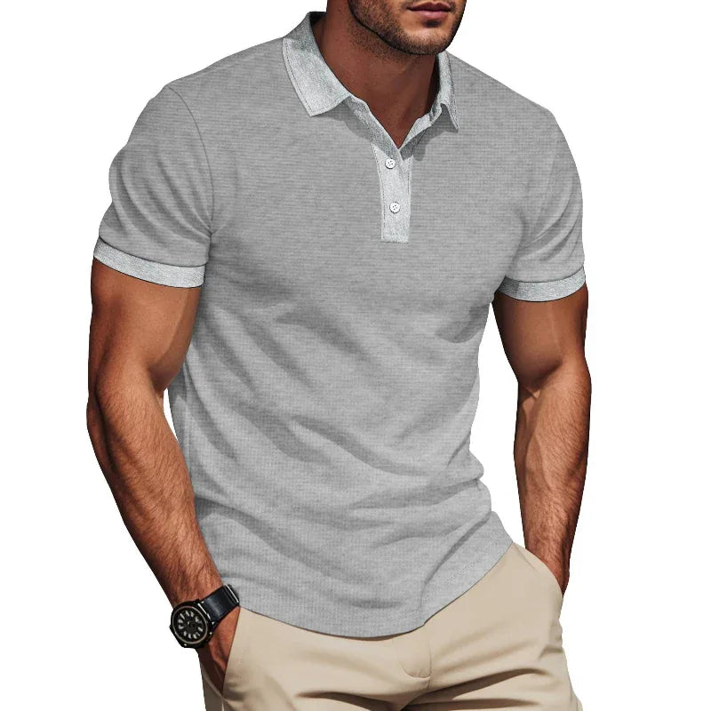 Men's Lapel Color Matching Short Sleeve Polo Shirt Plus Size