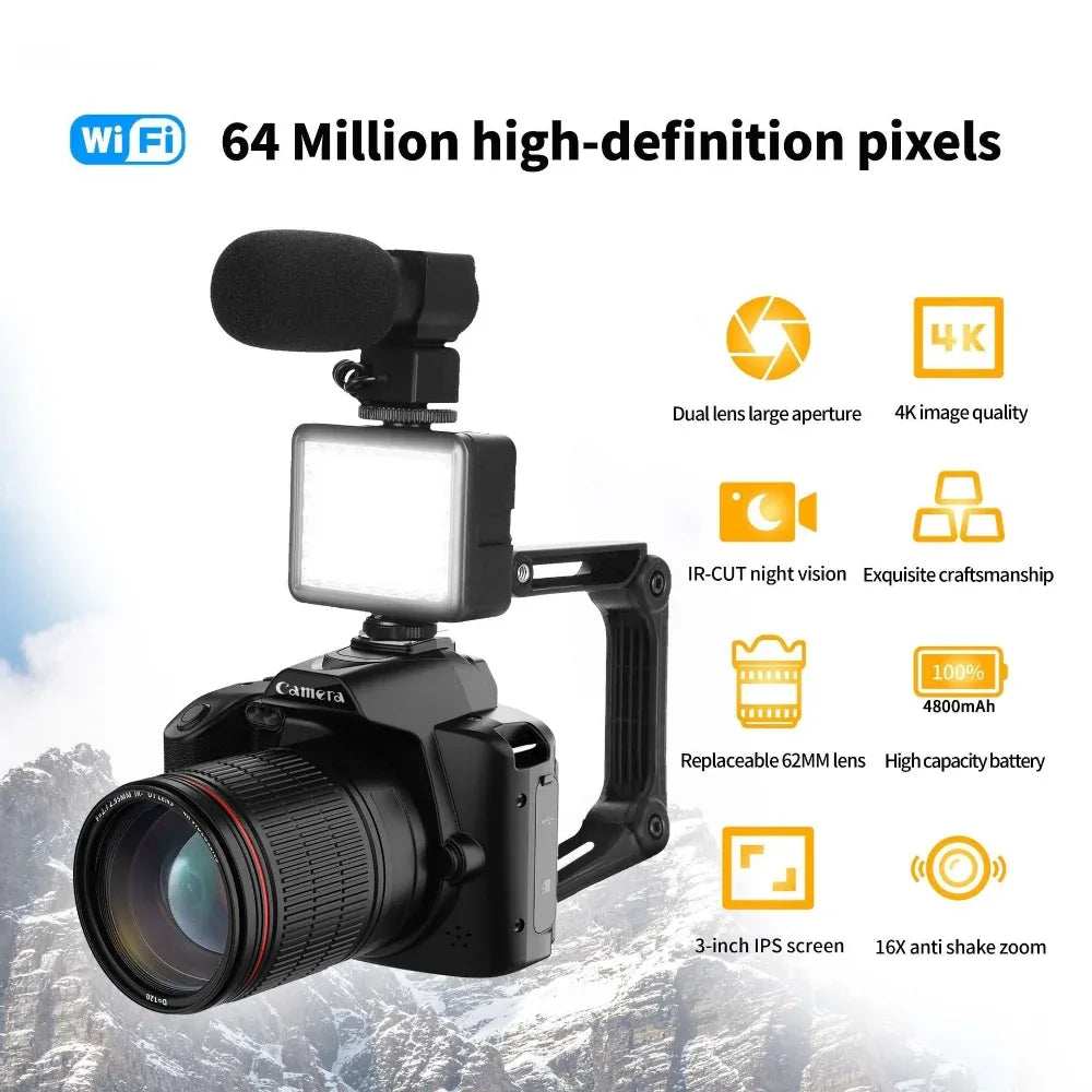 D5 64 Megapixels HD Screen Wifi Digital Camera 4K Night Vision