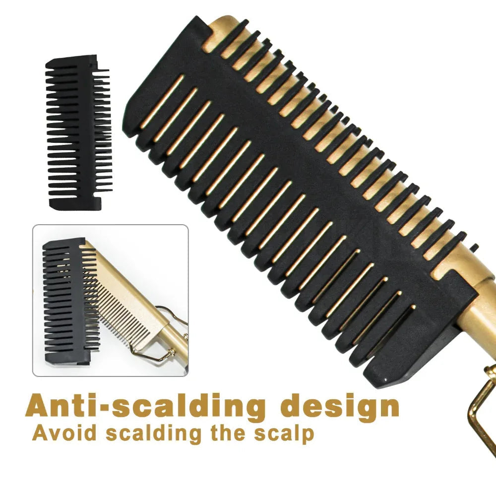 Multi-Functional Three-In-One Hair Curler Straightener Beard Comb