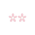 Tiny Delightful Flower Stud Pink Earrings-0