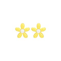 Tiny Delightful Flower Stud Yellow Earrings-0