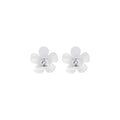 Frozen Plumeria Stud Silver Earrings-0