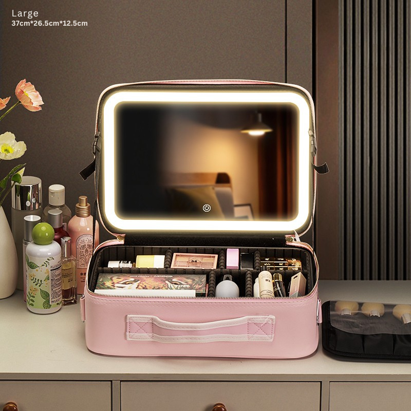 Sminkväska med spegel & LED – Rymlig makeupväska för resa (Small/Large)