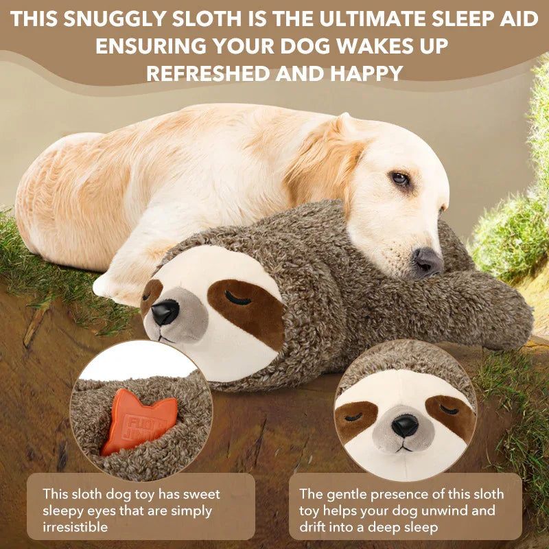Pet Dog Soothing Sloth Plush Toy Training Interactive Toy With Heartbeat Device