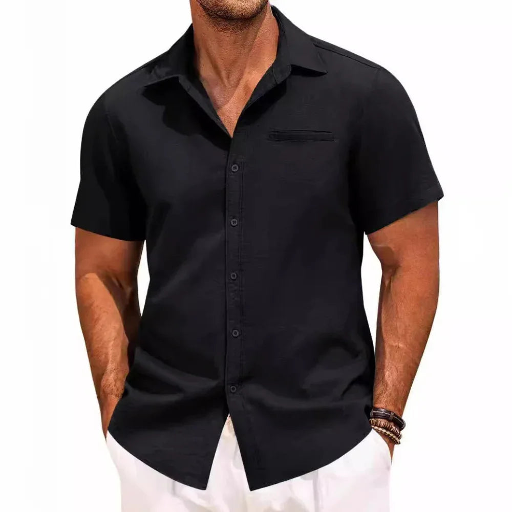 Men's Polo Shirt With Short Sleeves And Chest Pocket