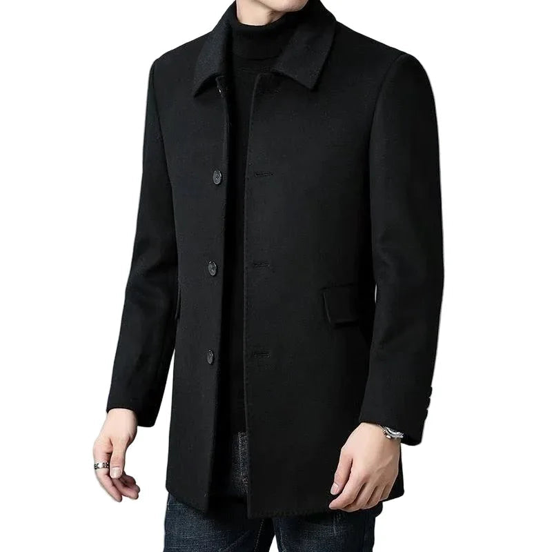 Men's Mid-Length Double-Sided Four-Season Lapel Woolen Coat