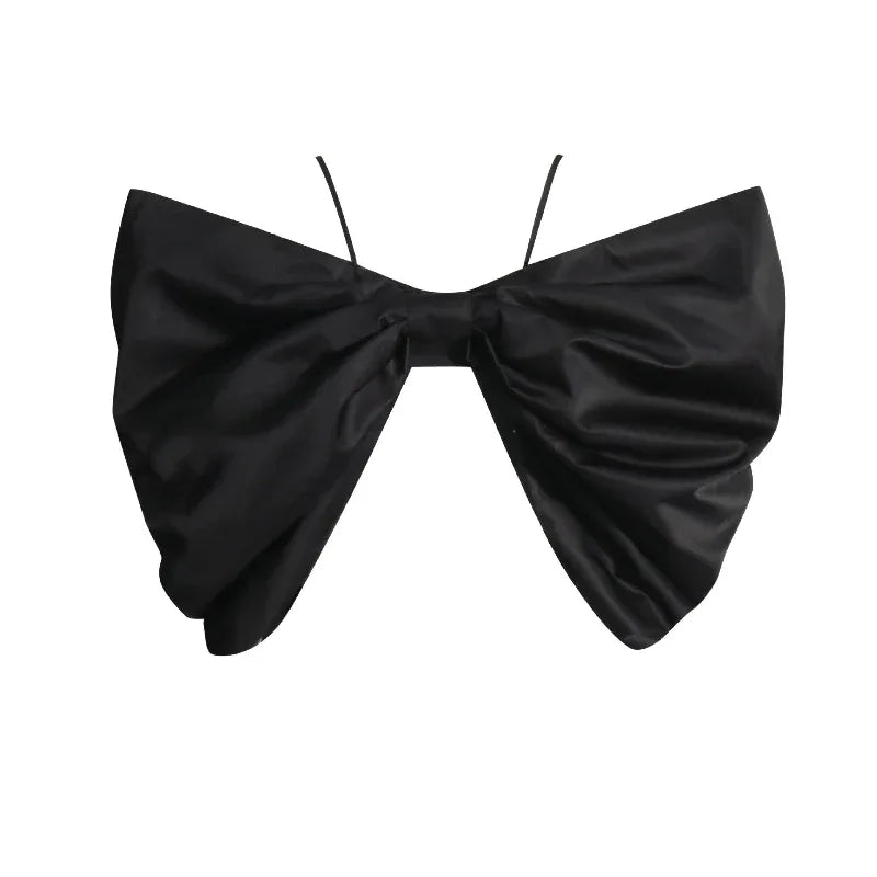 Fashion Solid Color Pure Desire Bow Suspenders Top