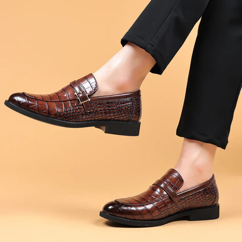 Men's Crocodile Pattern Formal Business Artificial Leather Shoes